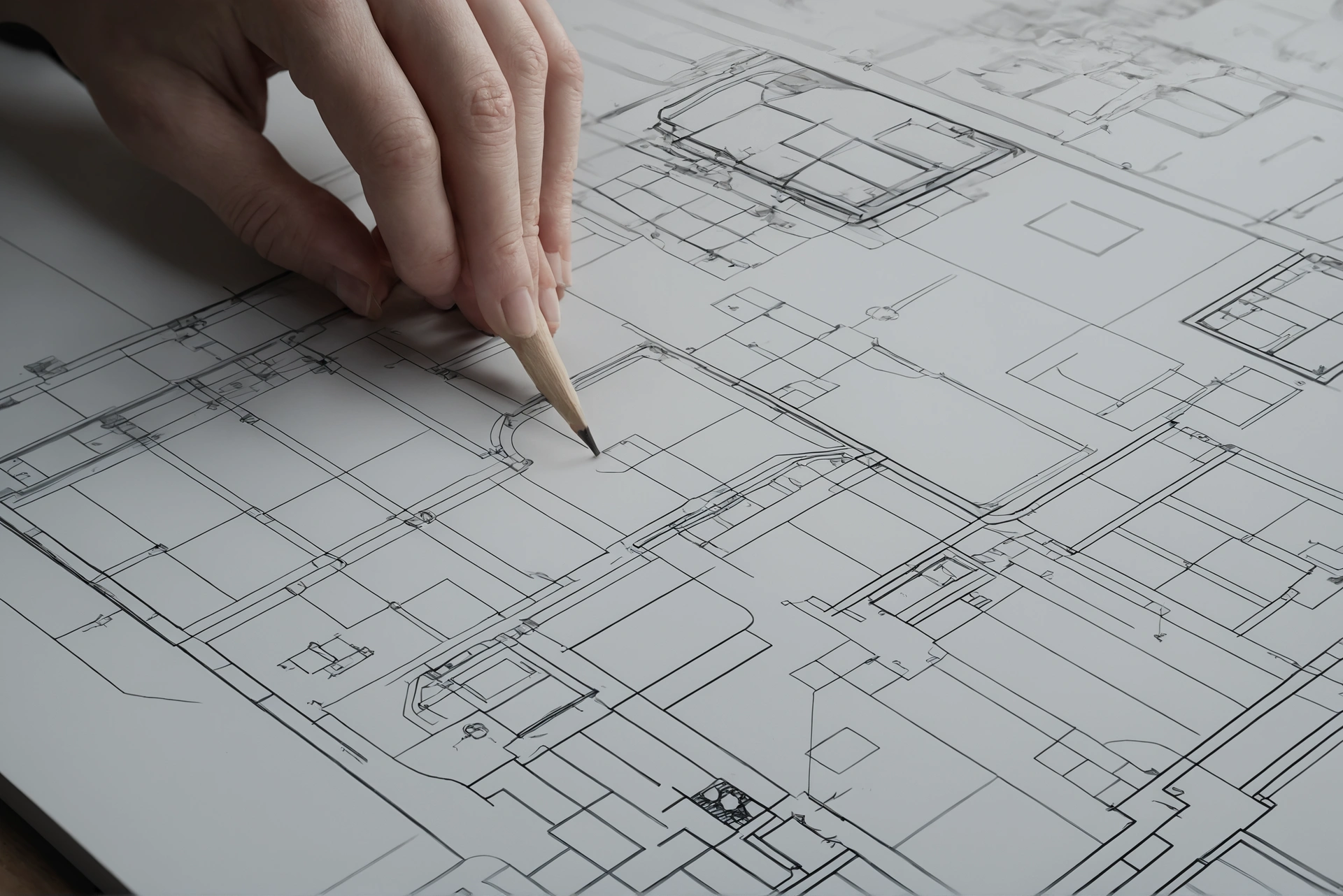 Hand placing scale furniture onto a printed floor plan